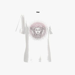 T-Shirt In Jersey-Medusa Hotfix Embroidery - White-Pink