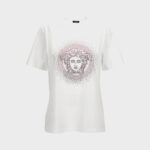 T-Shirt In Jersey-Medusa Hotfix Embroidery - White-Pink