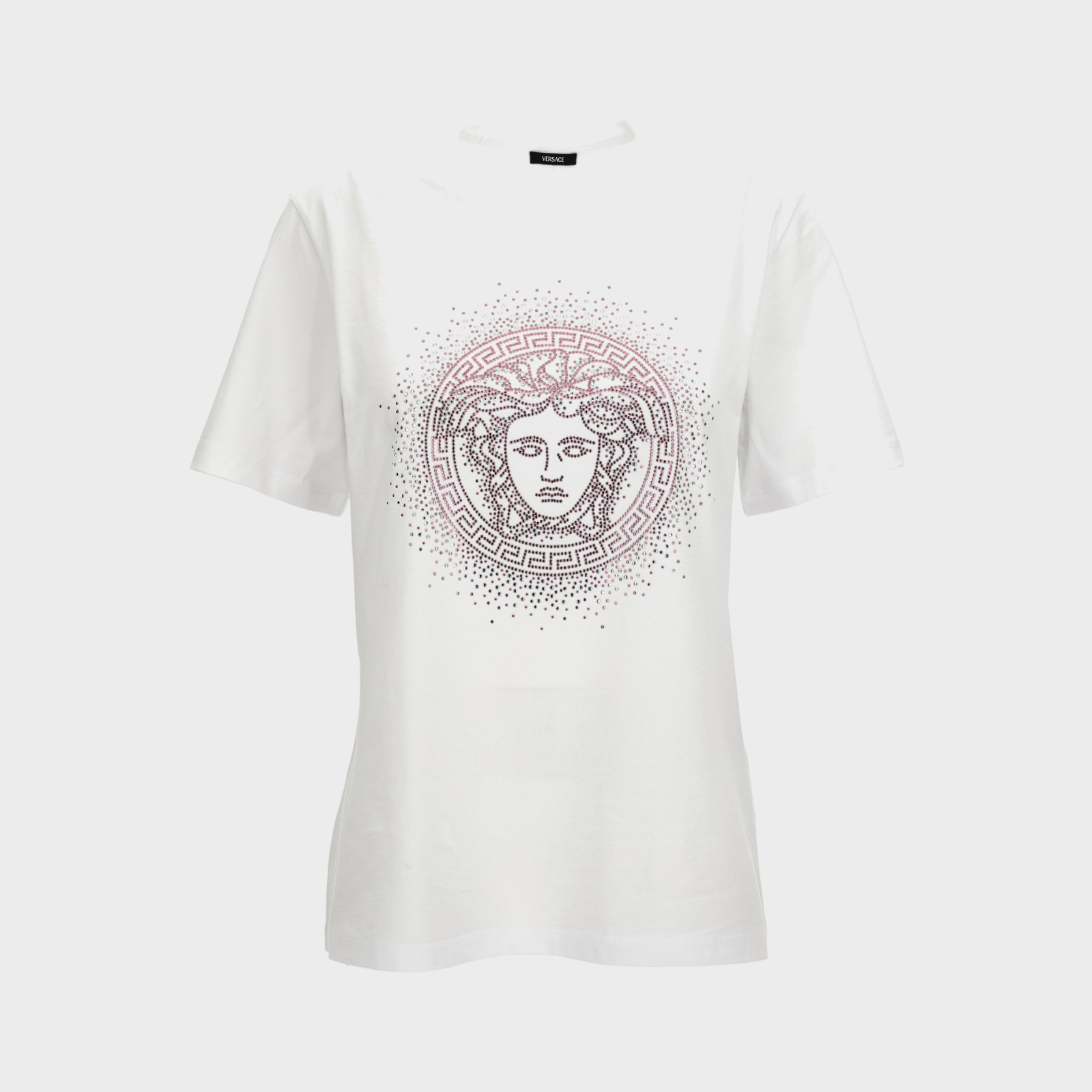 T-Shirt In Jersey-Medusa Hotfix Embroidery - White-Pink T-Shirt In Jersey-Medusa Hotfix Embroidery - White-Pink