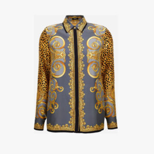 Formal Shirt In Silk Twill Print Cheetah Foulard - Grey