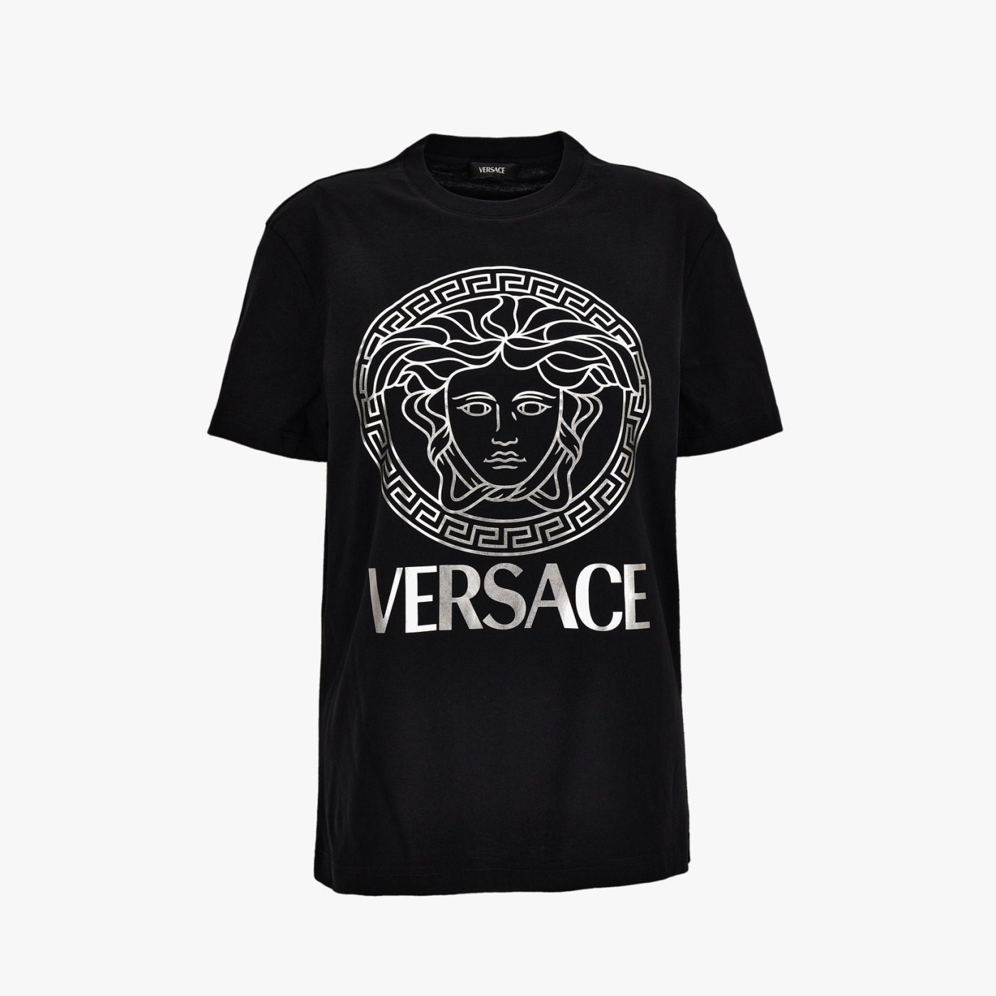 T-Shirt In Jersey-Versace And Greek Medusa Print - Black-Grey T-Shirt In Jersey-Versace And Greek Medusa Print - Black-Grey