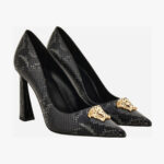 Pump In Printed Python Calf Leather - Dark Anthracite-Versace Gold