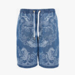 Short Denim In Stop Lasered Denim Holiday Print Medium Blue Wash - Blue