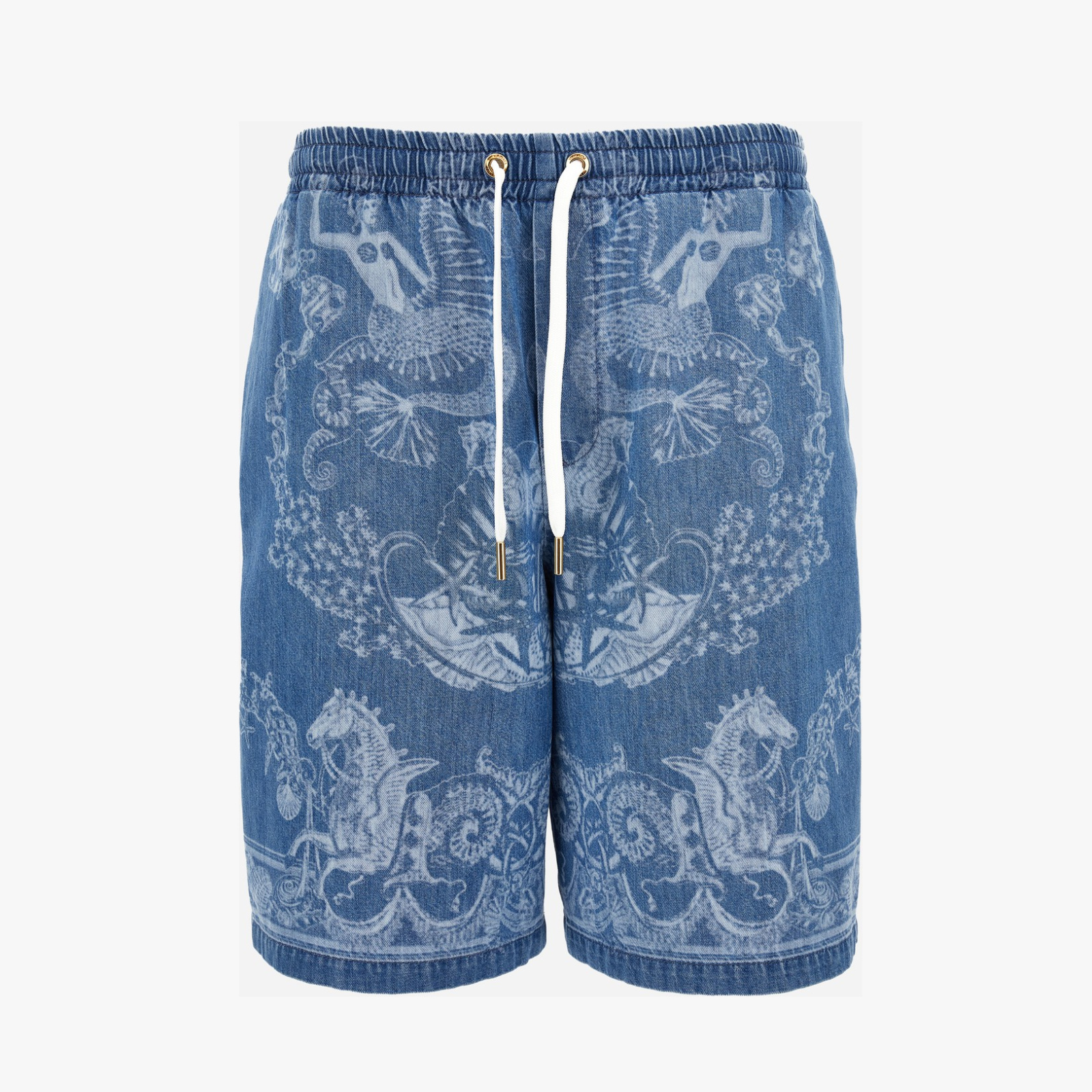 Short Denim In Stop Lasered Denim Holiday Print Medium Blue Wash - Blue Short Denim In Stop Lasered Denim Holiday Print Medium Blue Wash - Blue