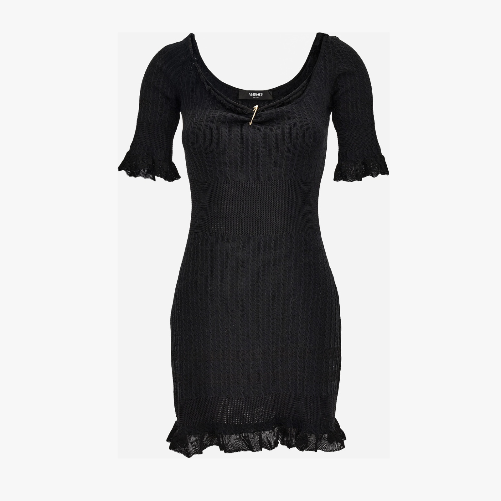 Knit Dress In Micro Cable Wool Blend - Black Knit Dress In Micro Cable Wool Blend - Black