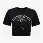 T-Shirt In Jersey Fabric With Verdace Medusa Print - Black-White