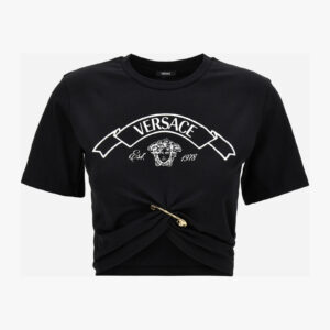 T-Shirt In Jersey Fabric With Verdace Medusa Print - Black-White