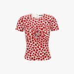 Blouse In Strawberry Garden On Responsible Stretch Double Silk Georgette - White-Red