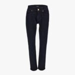 Pant Denim In Dark Blue Stretch Denim Fabric-Soft Wash-Versace Embroidery - Dark Blue-Dark Blue
