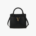 Top Handle In Calf Leather - Black-Versace Gold