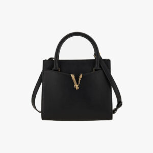 Top Handle In Calf Leather - Black-Versace Gold