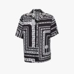 Informal Shirt In Twill Poly Medusa Chain Print Allover - Black-Grey