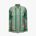 Formal Shirt In Underwater Barocco Foulard On Silk Twill - Green