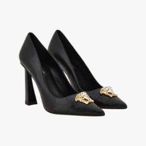 Pump In Printed Ayers Calf Leather - Black-Versace Gold