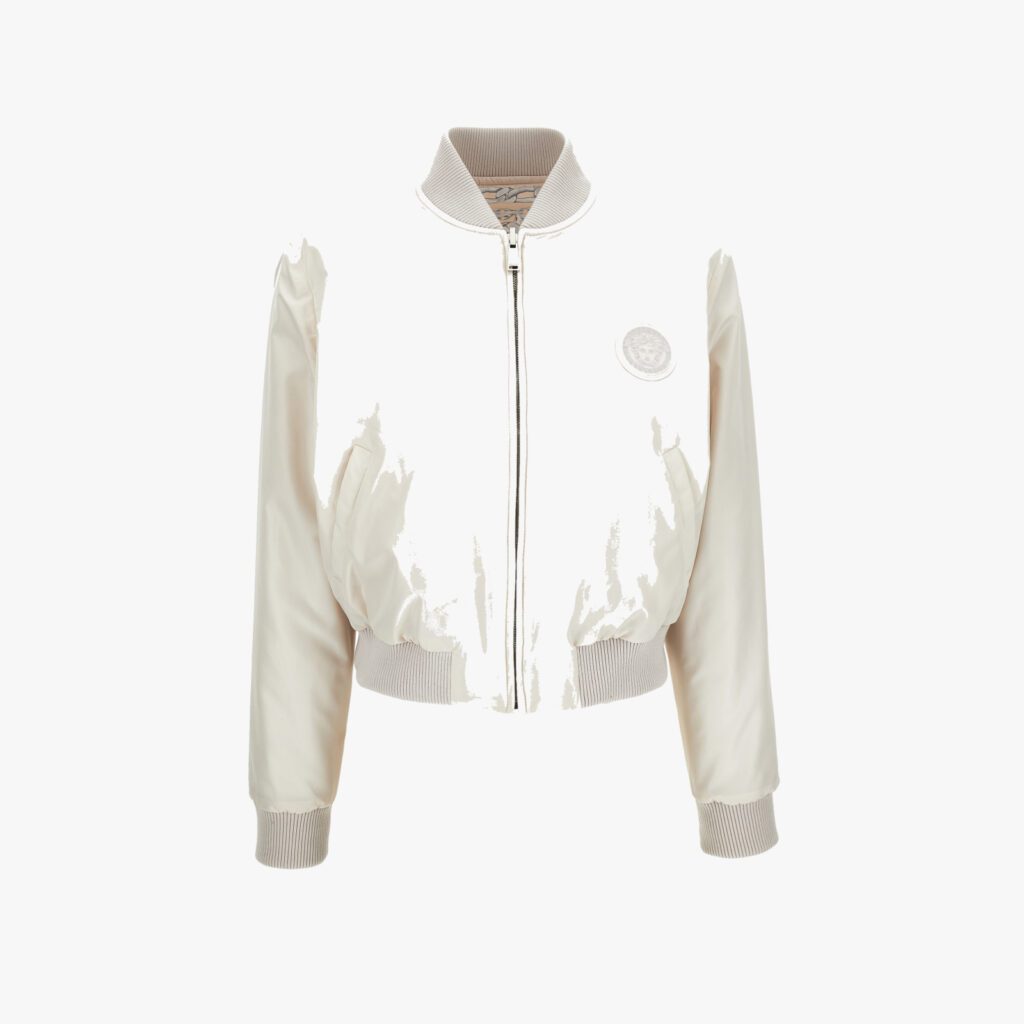 Blouson In Plain Nylon And Print Nylon Medusa Chain Allover