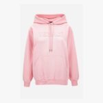 Sweatshirt In Versace Fringed Logo Embroidery Cotton Fleece - Pink