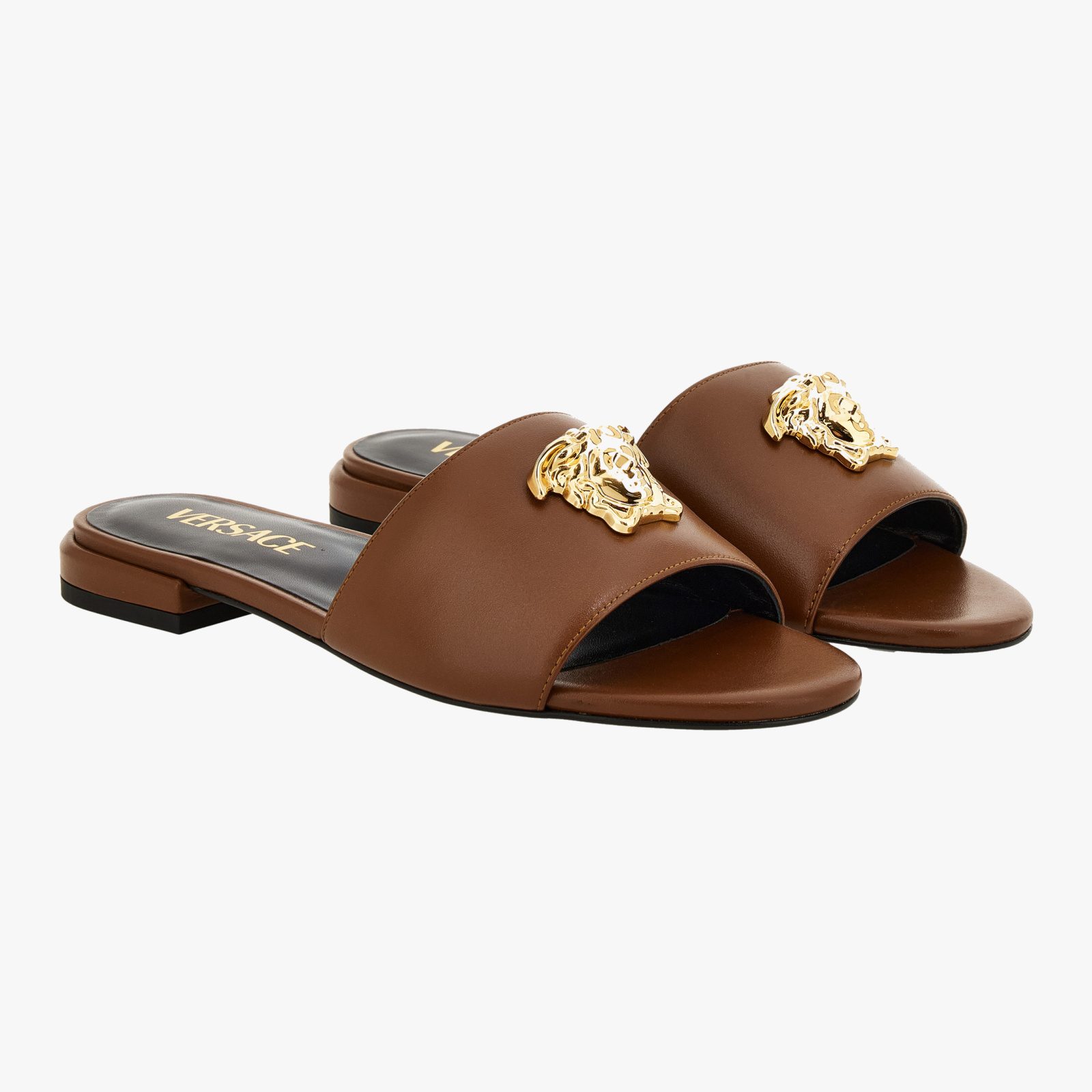 Sandal In Calf Leather - Rust-Versace Gold Sandal In Calf Leather - Rust-Versace Gold