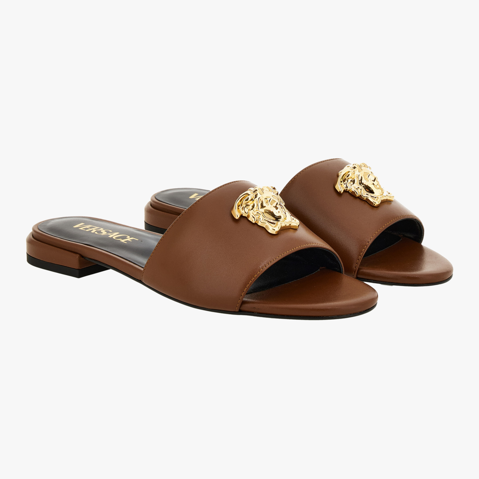 Sandal In Calf Leather - Rust-Versace Gold Sandal In Calf Leather - Rust-Versace Gold