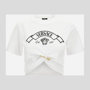 T-Shirt In Jersey Fabric With Verdace Medusa Print - White-Black