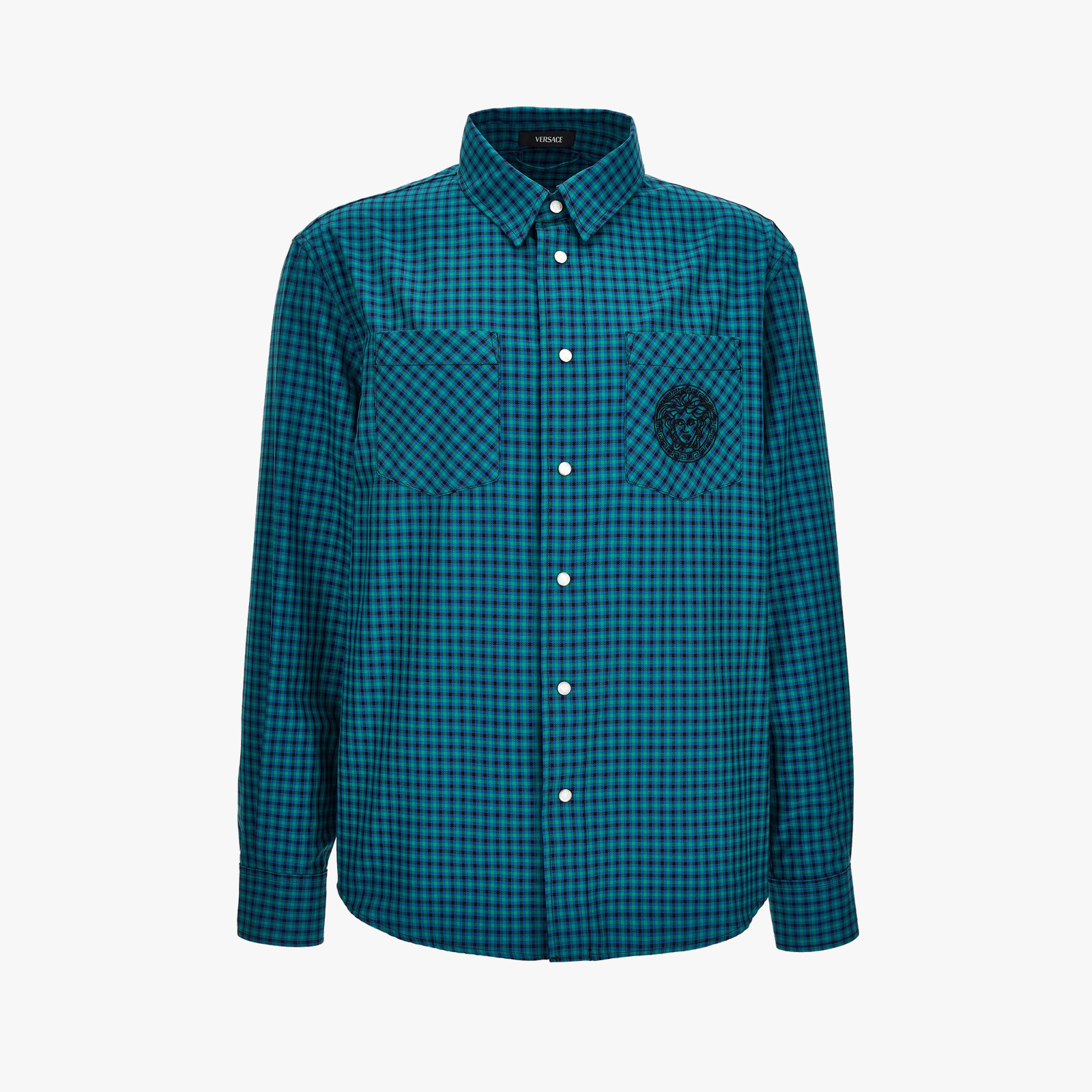 Informal Shirt In Cotton Twill Exclusive Tartan Design - Dark Teal-Black-Emerald Informal Shirt In Cotton Twill Exclusive Tartan Design - Dark Teal-Black-Emerald