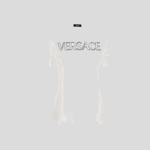 T-Shirt In Jersey Fabric-Versace Outline Embroidery - White-Black