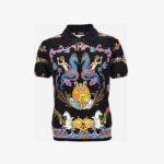 Knit Sweater In La Vacanza Printed Silk - Black-Multicolor