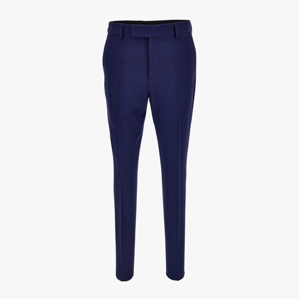 Formal Pant In Grain De Poudre Wool Fabric - Ink