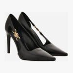 Pump H.100 In Shiny Calf Leather-Metal Hardware - Black-Versace Gold
