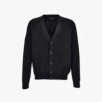 Knit Sweater In Barocco Leafy Jacquard Wool Blend - Black