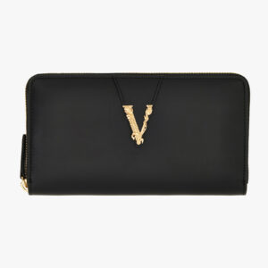 Wallet In Calf Leather - Black-Versace Gold