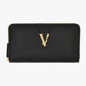 Wallet In Calf Leather - Black-Versace Gold