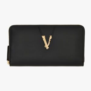 Wallet In Calf Leather - Black-Versace Gold