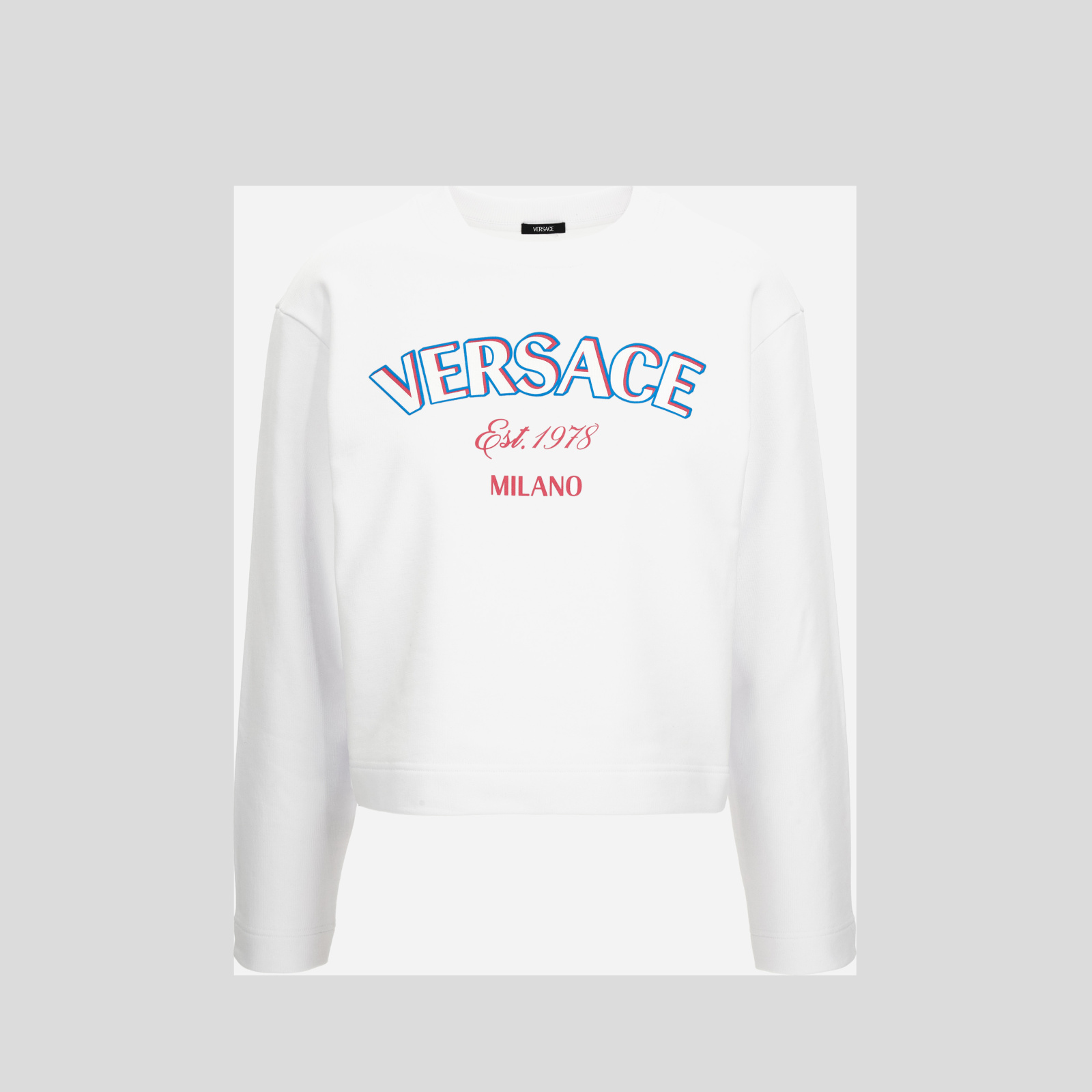 Sweatshirt In Sweatshirt Versace Milano Print - White-Fuchsia-Blue Sweatshirt In Sweatshirt Versace Milano Print - White-Fuchsia-Blue