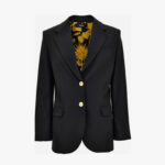 Informal Jacket In Wool-Barocco Palm Allover Printed Lining - Black
