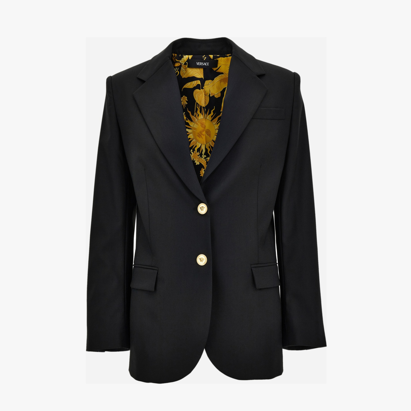 Informal Jacket In Wool-Barocco Palm Allover Printed Lining - Black Informal Jacket In Wool-Barocco Palm Allover Printed Lining - Black