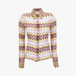 Formal Shirt In Wave Print On Techno Creponne - Pale Yellow-Tobacco-Dusty Lavander