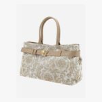 La Medusa Large Tote In Jacquard Fabric-Calf Leather - Beige-Beige-Versace Gold