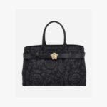 La Medusa Large Tote In Jacquard Fabric-Calf Leather - Black-Black-Versace-Gold