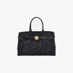 Tote In Jacquard Fabric-Calf Leather