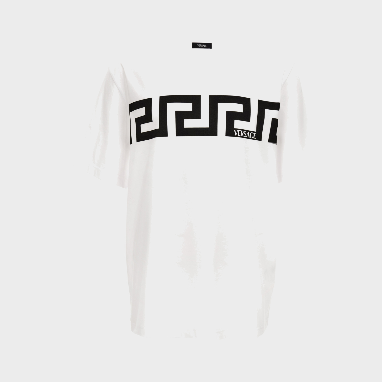 T-Shirt In Cotton Jersey-Greca Print - White-Black T-Shirt In Cotton Jersey-Greca Print - White-Black