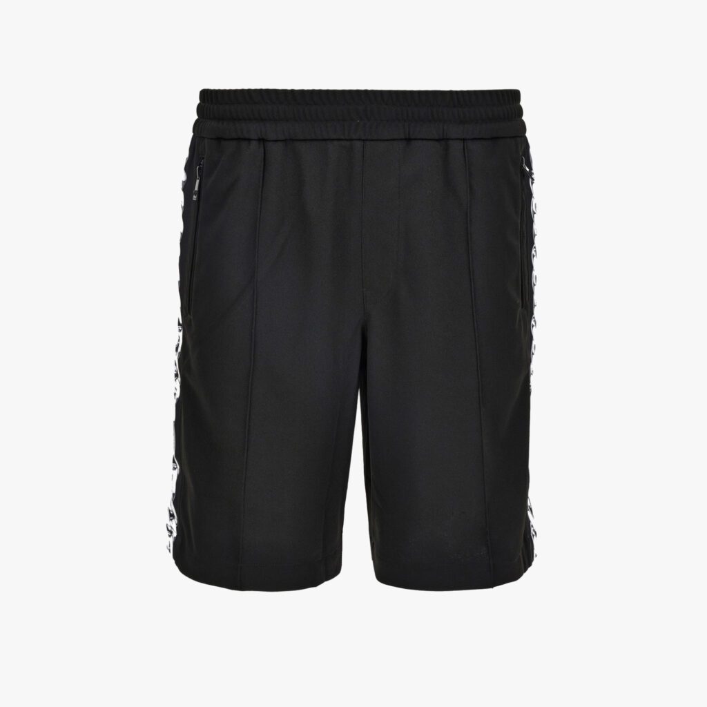 Sweatpant In Compact Techno Jersey Fabric-Chain Print Inserts - Black-Grey