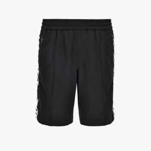 Sweatpant In Compact Techno Jersey Fabric-Chain Print Inserts - Black-Grey
