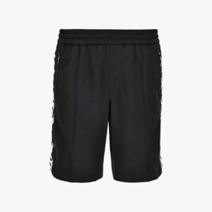Sweatpant In Compact Techno Jersey Fabric-Chain Print Inserts - Black-Grey