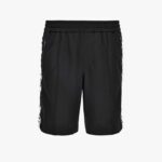 Sweatpant In Compact Techno Jersey Fabric-Chain Print Inserts - Black
