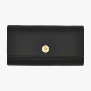 Wallet On Chain In Calf Leather - Black-Versace Gold
