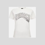 T-Shirt In Jersey Fabric With Print + Rhinestone Greca Varsity Logo - White