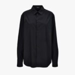 Informal Shirt In Plain Poplin Fabric-Printed Inserts - Black-Gold