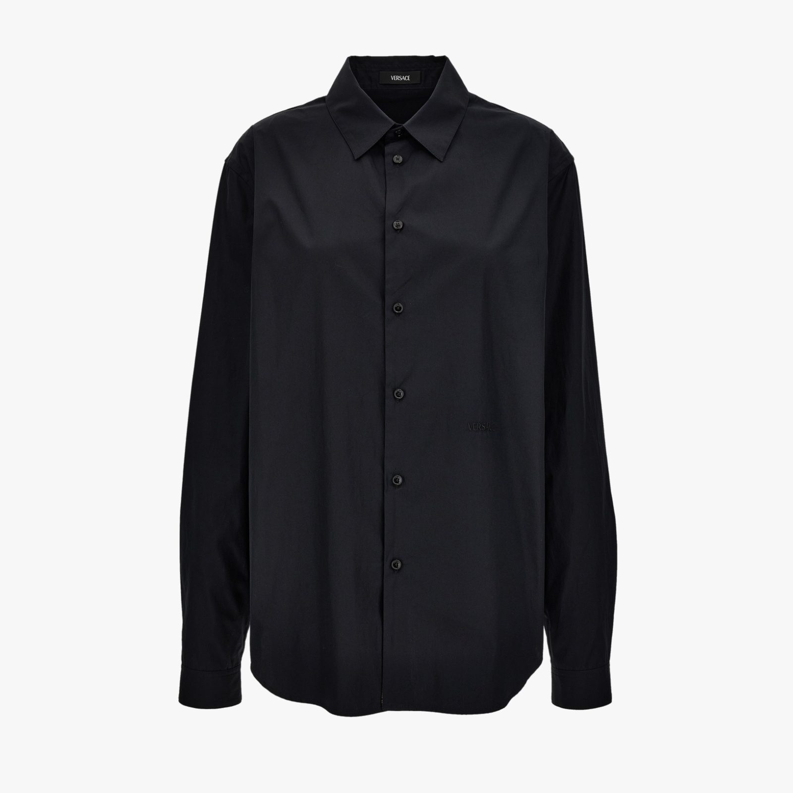 Informal Shirt In Plain Poplin Fabric-Printed Inserts - Black-Gold Informal Shirt In Plain Poplin Fabric-Printed Inserts - Black-Gold