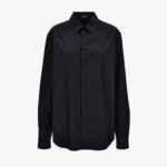 Informal Shirt In Plain Poplin Fabric-Printed Inserts - Black-Gold
