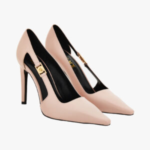 Pump In Shiny Calf Leather-Metal Hardware - Nude Pink-Versace Gold